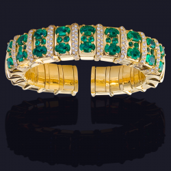 18K Yellow Gold Emerald and Diamond Bracelet