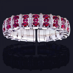 18K White Gold Ruby and Diamond Bracelet