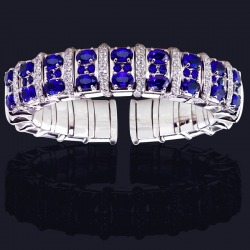 18K White Gold Sapphire and Diamond Bracelet