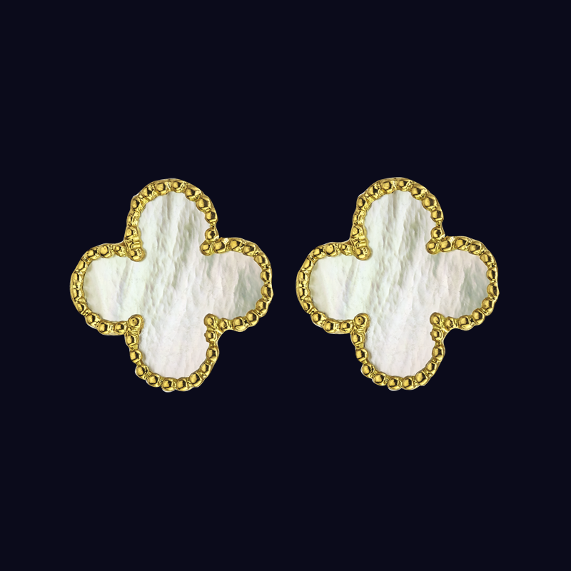 18K Yellow Gold and Mother of Pearl Earrings