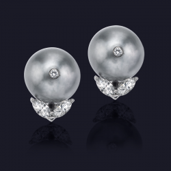 Platinum Diamond and Tahitian Pearl Earrings