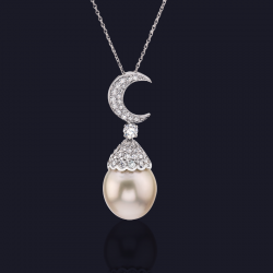 Platinum Diamond and South Sea Pearl Necklace