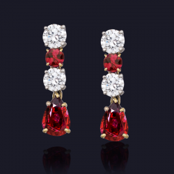 Platinum and 18K Yellow Gold Ruby and Diamond Earrings