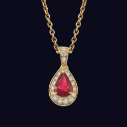 18K Yellow Gold Ruby and Diamond Necklace